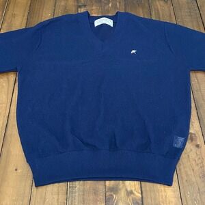 Arnold Palmer Renown Vintage V-Neck Sweater Navy Blue Umbrella Logo Mens M